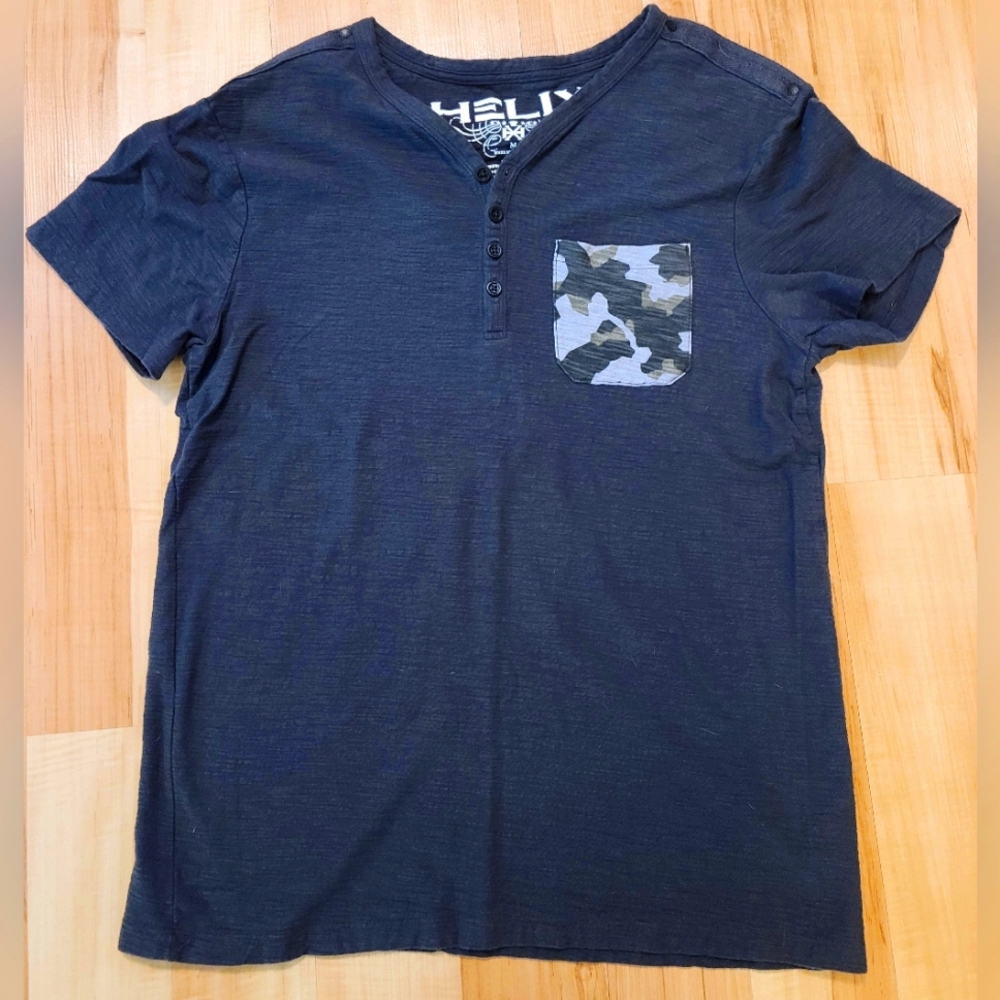 Mens Grey Helix Camo Pocket T-Shirt - Size Medium